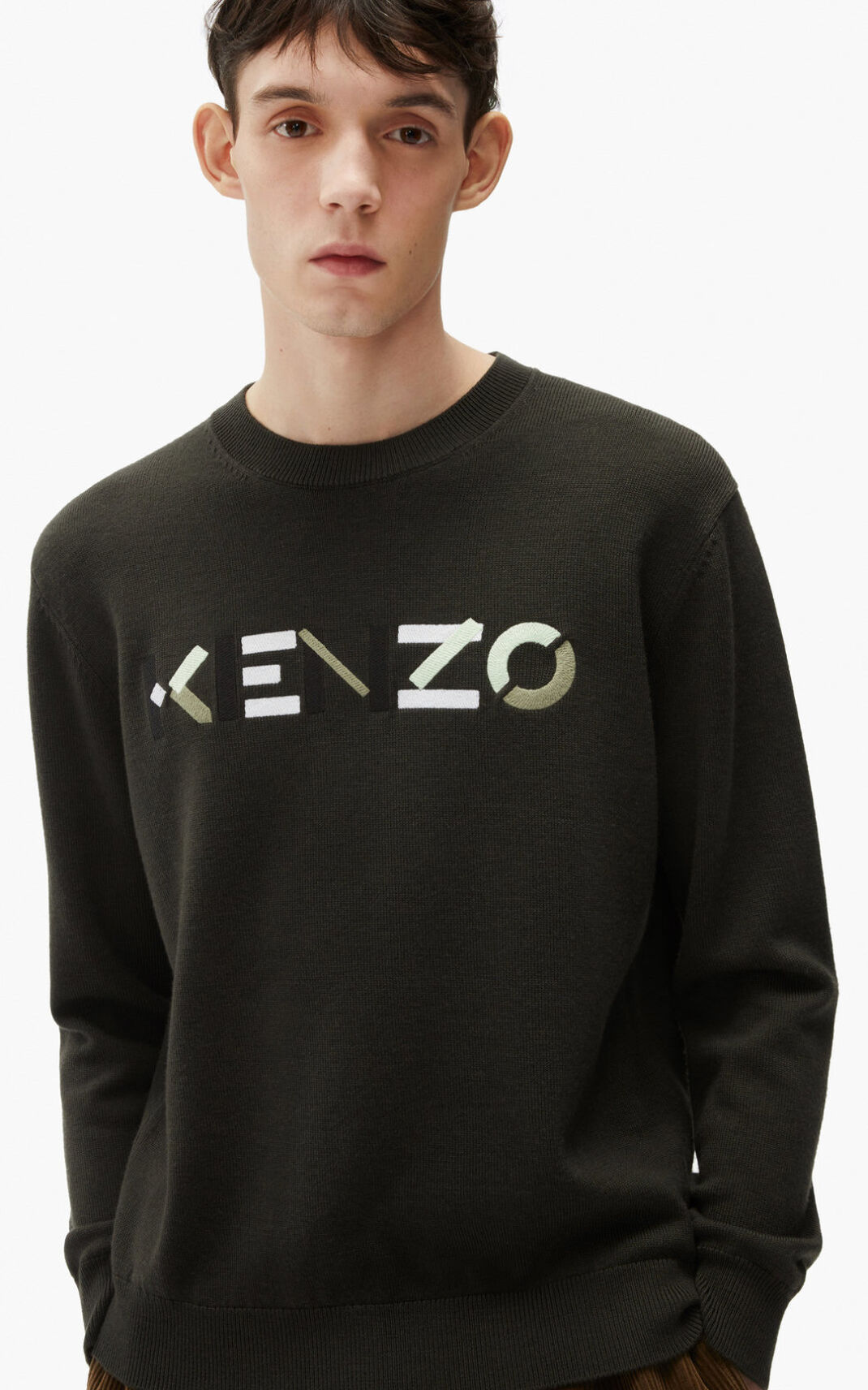 Kenzo Logo merino wool セーター メンズ グレー グレー - CHFNYJ213